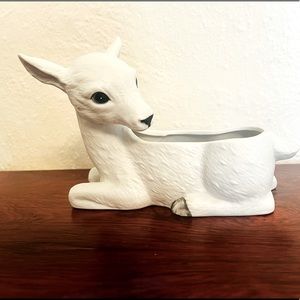 Vintage White Deer Fawn Planter